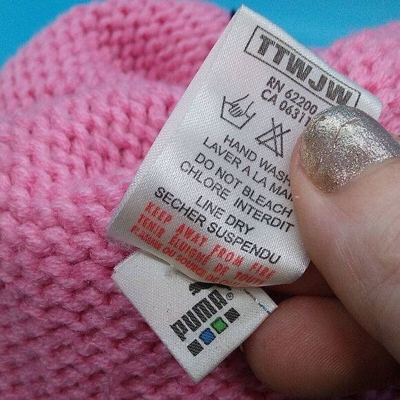 Puma Pink Black White Beanie With Pom - Picture 2 of 5